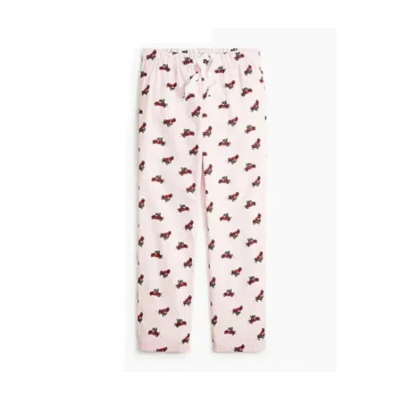 J Crew XL Flannel Pajama Pants Pink Red Car Christmas Tree - Picture 1 of 8